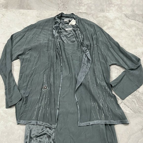 Kd Spring Womens Lagenlook Dress With Cardigan Art to Wear Green Size Large L - Picture 2 of 11